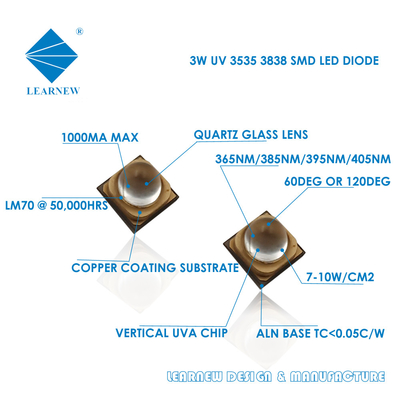 عالية الطاقة 3535395nm 405nm SMD LED رقاقة 3.0V-3.6V لعلاج حساس