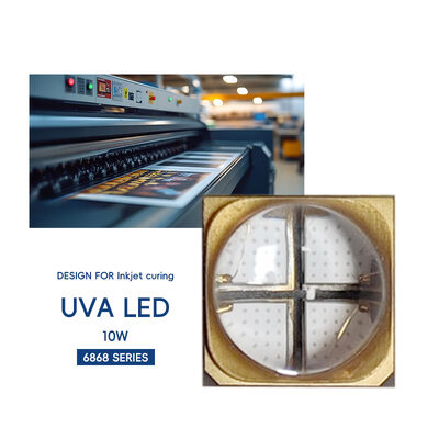LED UVA متقدم بقوة 10 واط بتردد 365 نانومتر و 385 نانومتر و 395 نانومتر، SMD6868، لومن عالي، 6.0-7.0 فولت، ضوء الأشعة فوق البنفسجية لنمو النباتات في البيوت الزجاجية والمعالجة بالأشعة فوق البنفسجية