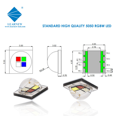 12W SMD5050 رقائق RGBW 350mA 620-630nm 520-530nm 460-470nm 3000K لمصابيح المسرح