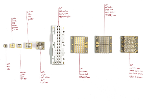 ضوء UV LED Diode 1w 3w 10w 50w 100w 200w 300w Uva Uvb UVc رقائق LED UV