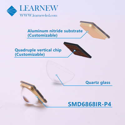 رقاقات LED فوق البنفسجية عالية الكثافة والكثافة 5-8W لطول موجة مهيمن 730-950MM