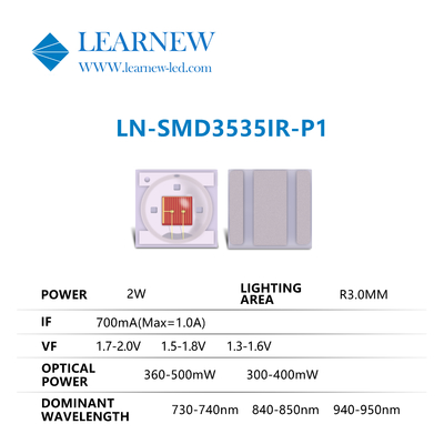 3535 2w 730nm 950nm IR LED رقائق طول العمر مع قوة فائقة لسلسلة IR