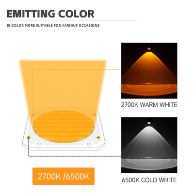 مصباح LED CCT COB قابل للتعديل 195-205V 2500K 6500K LED مزدوج اللون 300W + 300W رقائق LED CRI العالية 6060