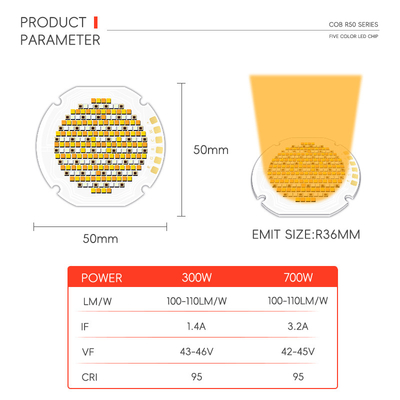 3 سنوات ضمان تجاري خمسة ألوان كوب LED رقائق Dc 42V 43V 46V 300W 700W