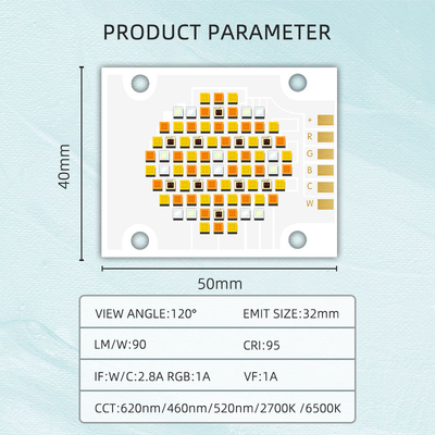 رقاقة LED ذات طاقة عالية 4050 RGBCW خمسة ألوان 180W 620nm/460nm/520nm لأضواء التصوير الفوتوغرافي