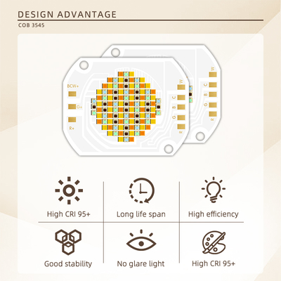 رقاقة LED 3545 بقوة 350 واط RGBCW 45-48 فولت COB ذات سطوع عالي