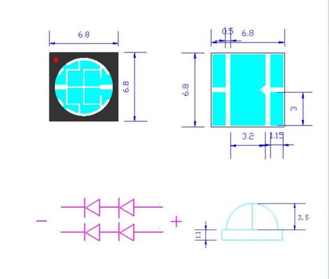 رقاقة LED UVA ذات الانبعاثات العالية 10W UVA SMD6868 365nm الشعاع الأرجواني UVA للطبيقات العلاجية للأشعة فوق البنفسجية غير المرئية