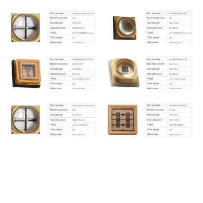 3W 365nm 3838 SMD 700mA 3V 60DEG UV UVA LED Diode Flexo Printing 385nm 60DEG 395nm LED Chip Curing 810-1500mW طابعة ثلاثية الأبعاد