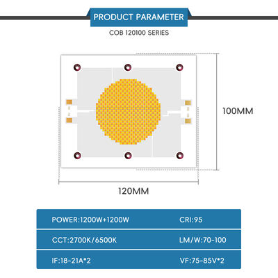1200W 75-85V Ra95 2700K/6500K 18-21A*2 120x100mm رقاقة LED COB عالية الطاقة لمصباح التصوير الفوتوغرافي أبيض دافئ أبيض مزدوج الضوء
