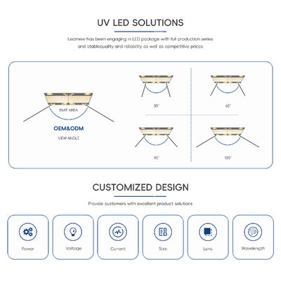 شريحة LED عالية الطاقة UVC 3535 بقوة 1 واط 5-7 فولت 250 نانومتر 260 نانومتر 270 نانومتر 280 نانومتر مصباح ضوئي ثنائي الخرزة للمعالجة