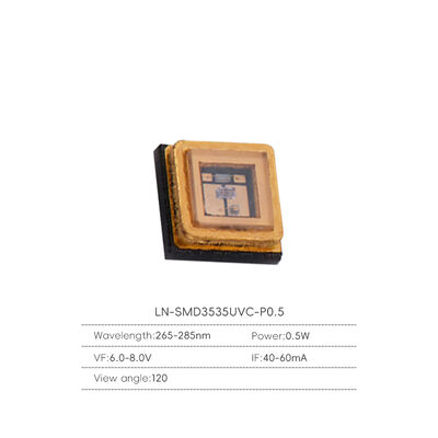 8-12mW 0.5w 3535 بعيد الأشعة فوق البنفسجية العميقة 120 درجة 270-280 نانومتر مصابيح LED فوق بنفسجية عميقة وحدات ثنائية