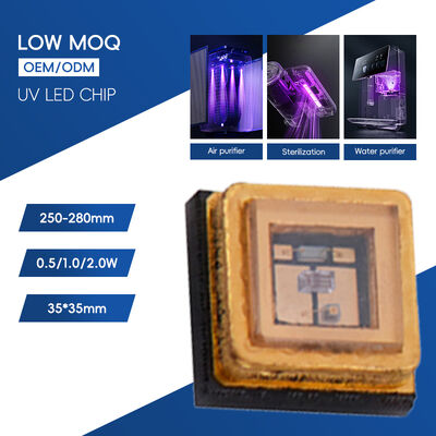 3W UVC 3535 حزمة 265nm SMD عالية الأداء SMD 500mA UVC LED Diode عالية الكفاءة 110mW 275nm تنقية الماء الهواء