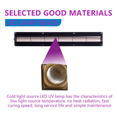عمر طويل AC220V 1200 واط نظام معالجة UV LED بطول 395 نانومتر 310 مم آلات طباعة 12 واط/سم2 0-12 فولت تعتيم طابعة أوفست
