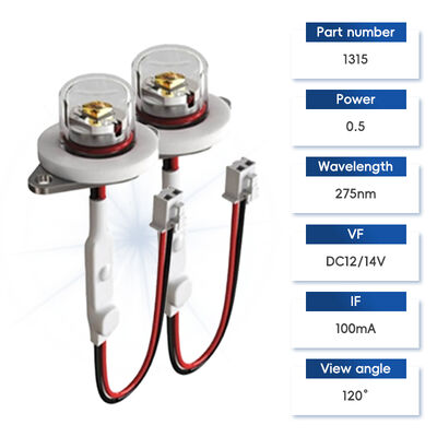 كفاءة عالية سعر بيئي UV UV-C DC12V UVC 275nm LED Module 0.5W 40mA IP68 DC24V مياه هواء تنقية 6-10mW