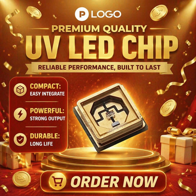 رقائق UV LED عالية الموثوقية (مواد Ingan) للتعقيم / التجفيف / الاستشعار الطول الموجي القابل للتخصيص 70 Lm / W 90 CRI 0.5W