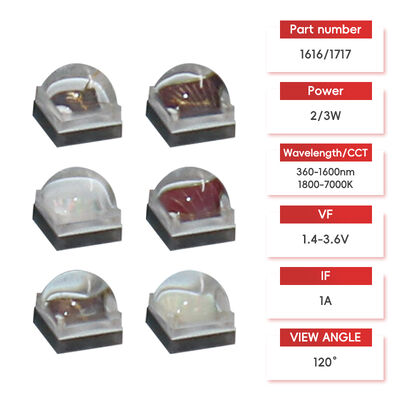 LearnEW رقاقة LED عالية الطاقة 2W 3W ALN النحاس الطيف الواسع 1800K-700K 120 زاوية مشاهدة 2.8-3.4V لون قابل للتخصيص